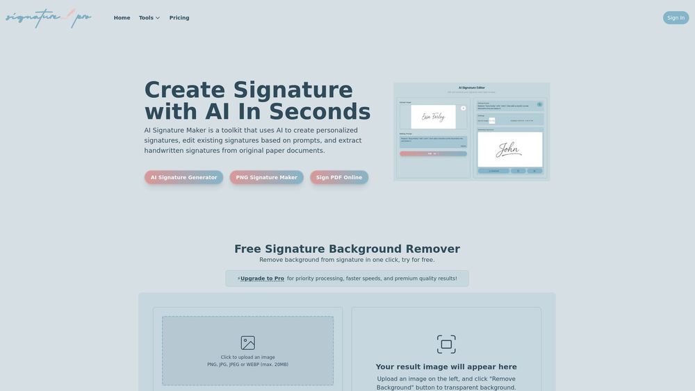 Screenshot of AI Signature Generator