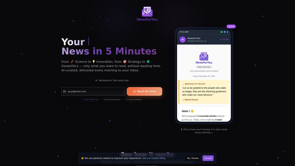 Screenshot of NewsForYou