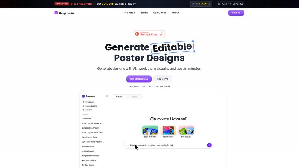 Screenshot of DesignLumo