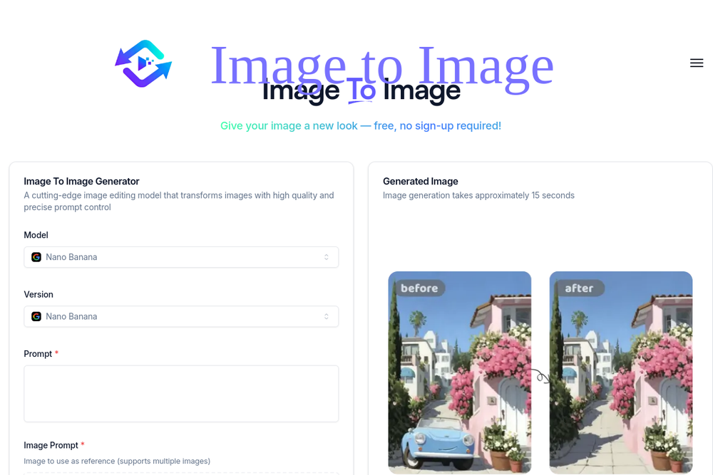 Screenshot of AI Image To Image