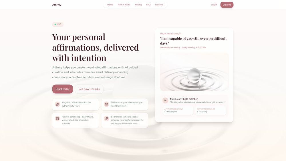 Screenshot of Affirmy