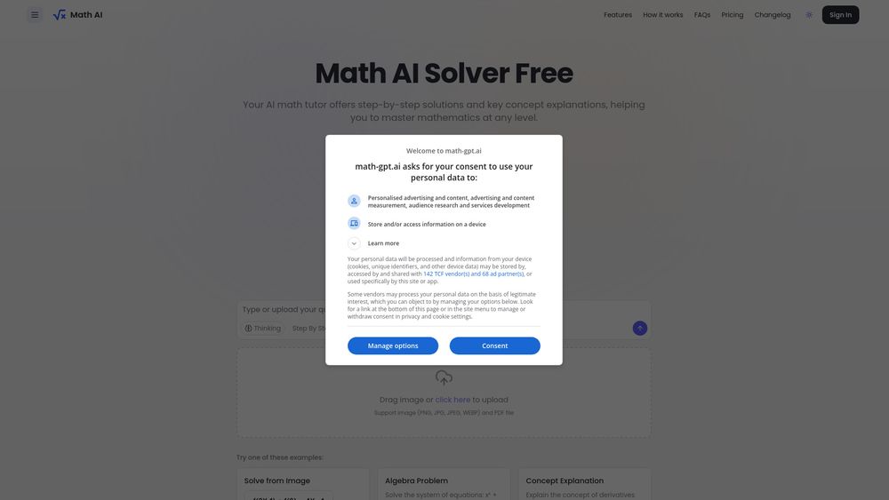 Screenshot of Math AI Solver Free Online