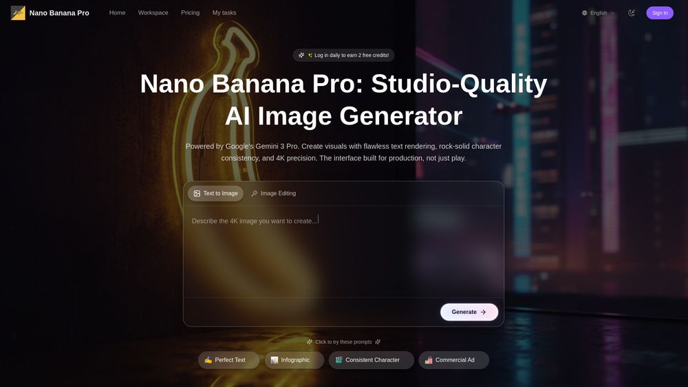 Screenshot of Nano Banana Pro | Build with the Next-Gen 4K AI Image Model
