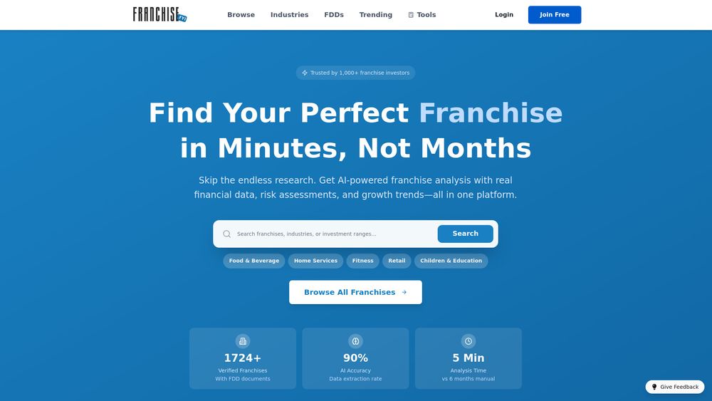 Screenshot of Franchise.fyi