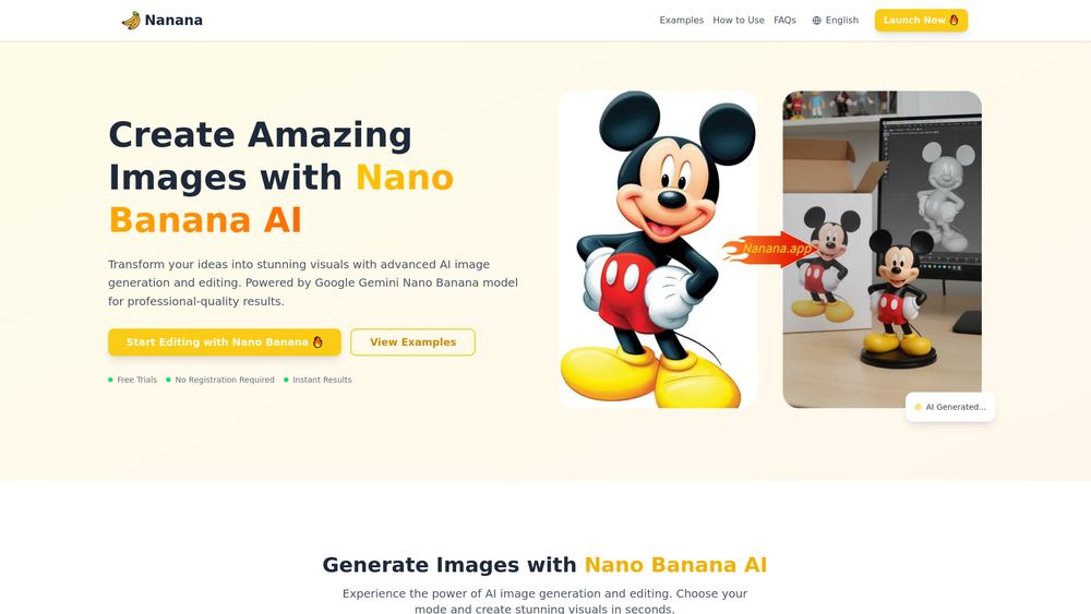 Screenshot of Nano Banana | Nanana AI
