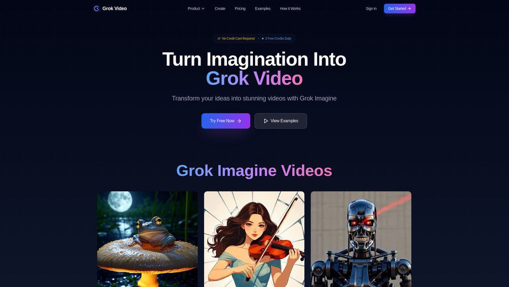 Screenshot of Grok Video AI