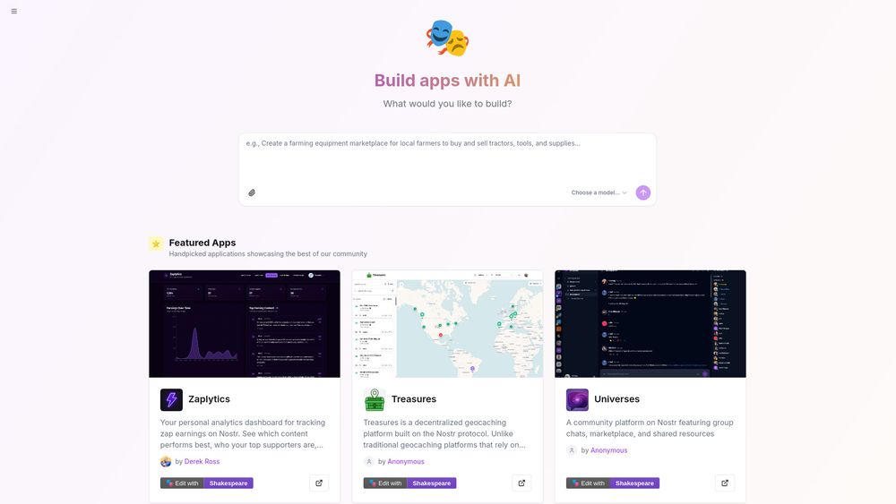 Screenshot of Shakespeare - Open Source AI Builder
