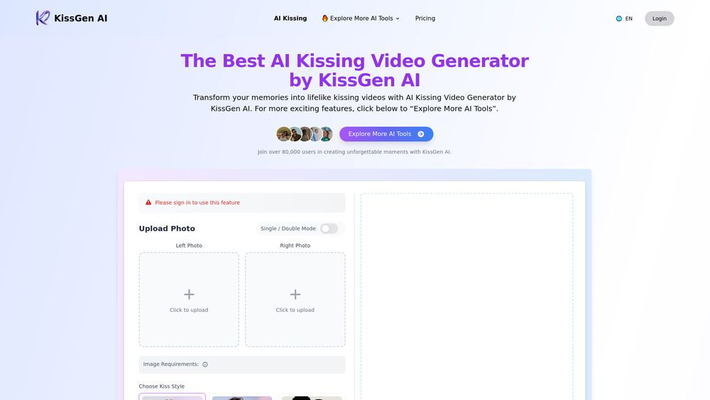 Screenshot of Kissgen AI