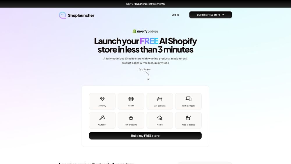 Screenshot of Shoplauncher AI