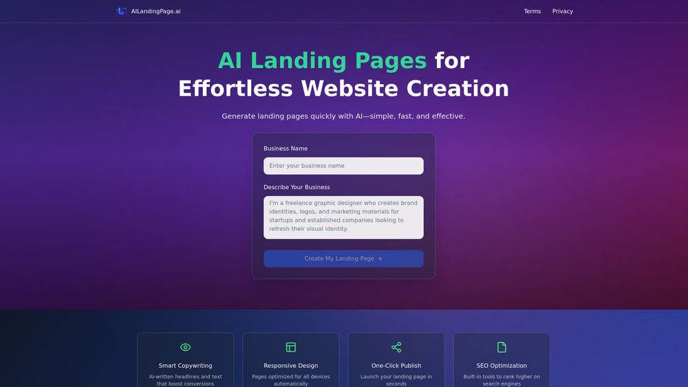 Screenshot of AI LandingPage