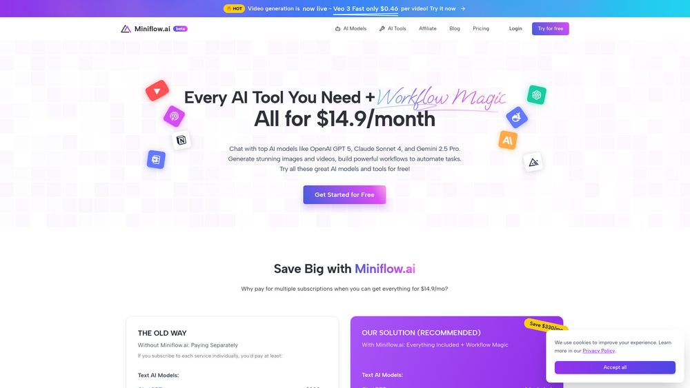 Screenshot of Miniflow.ai
