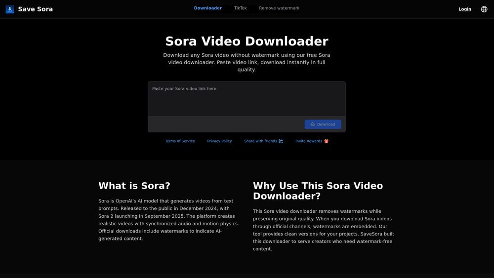 Screenshot of SaveSora: Sora Video Downloader