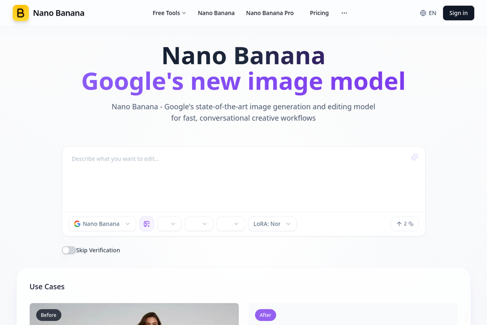 Screenshot of Nano Banana | Nano Banana Pro