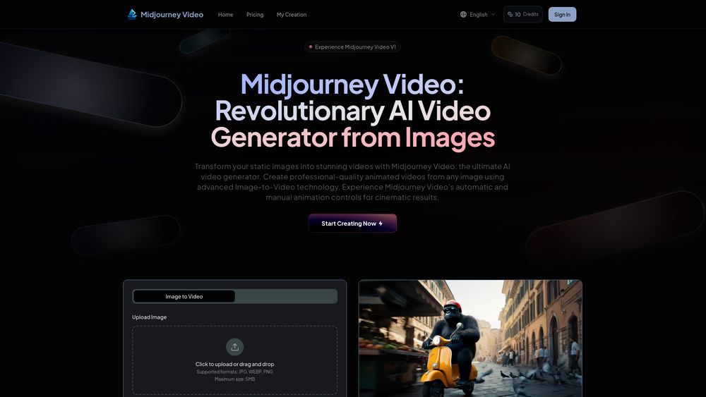 Screenshot of Midjourney Video