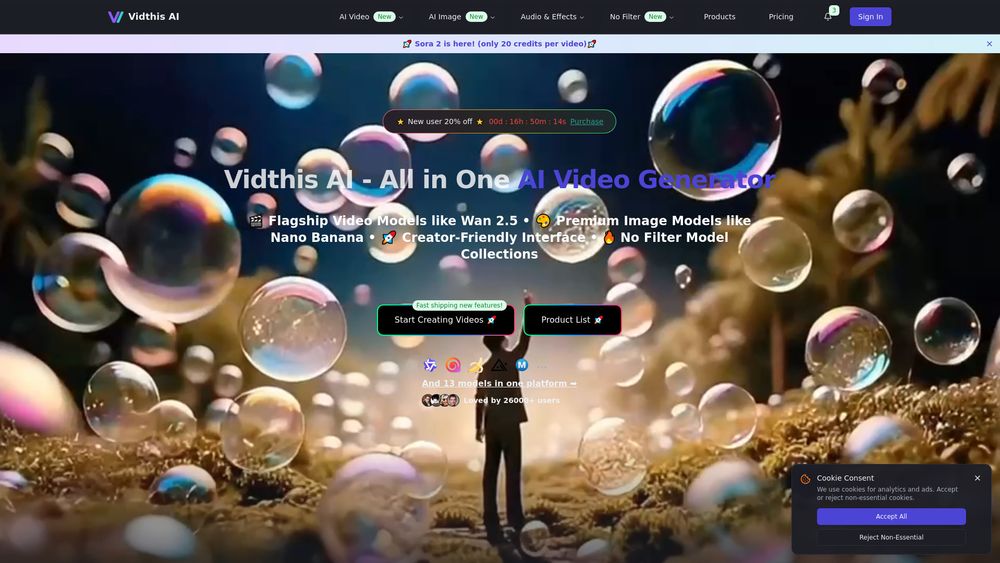 Screenshot of Vidthis: All In One AI Video Generator