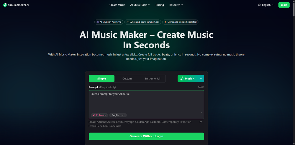 Screenshot of aimusicmaker