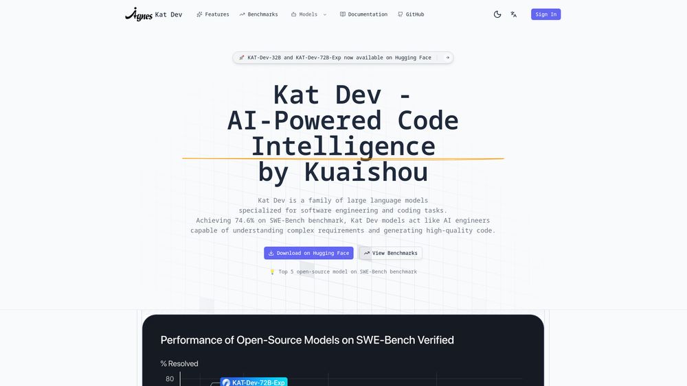 Screenshot of kat dev