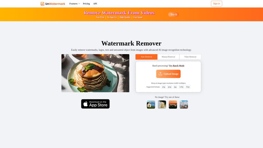 Screenshot of Unwatermark AI