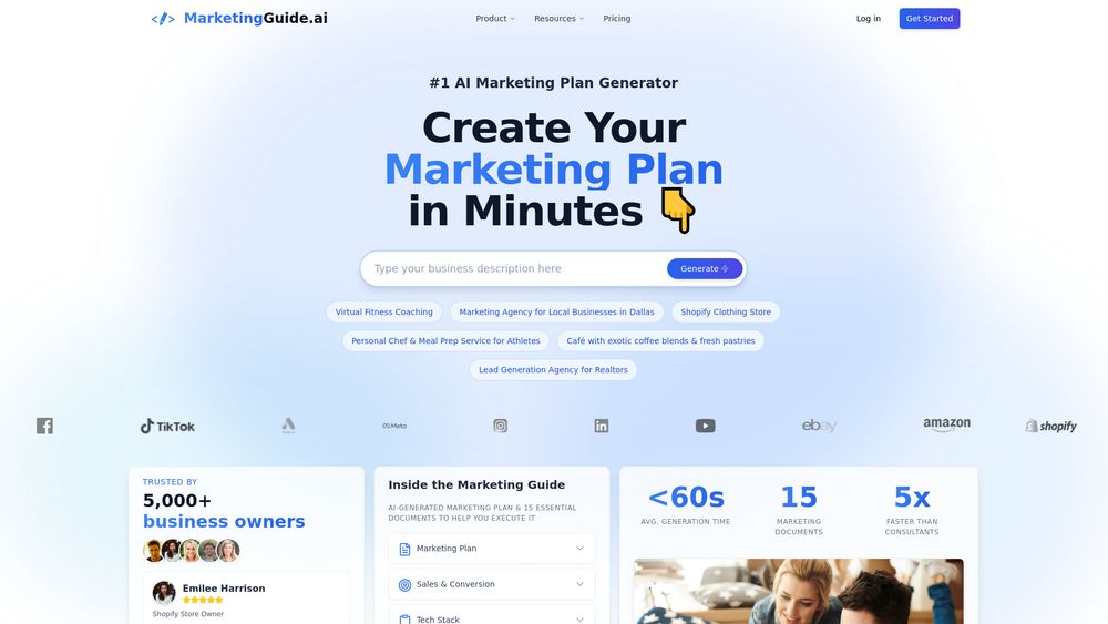 Screenshot of Marketing Guide AI