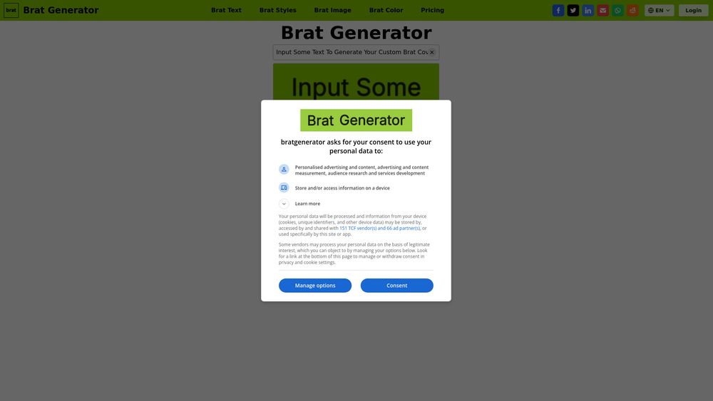 Screenshot of Brat Generator