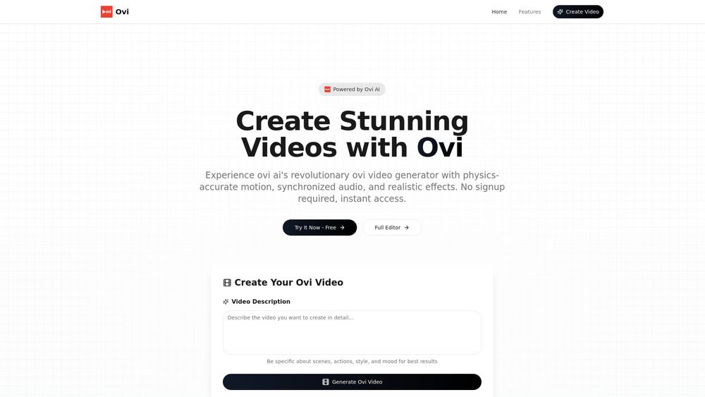 Screenshot of Ovi AI