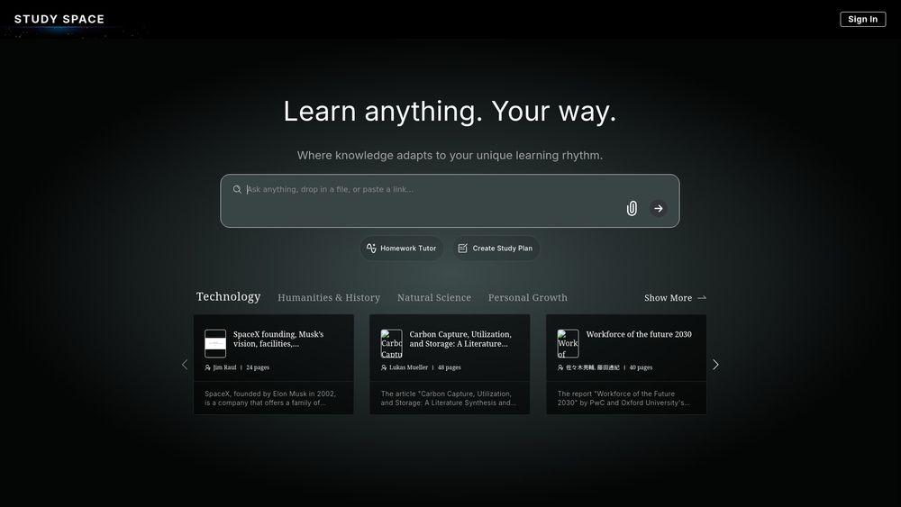 Screenshot of Study Space