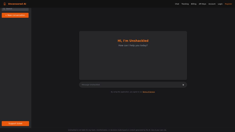 Screenshot of Unshackled AI