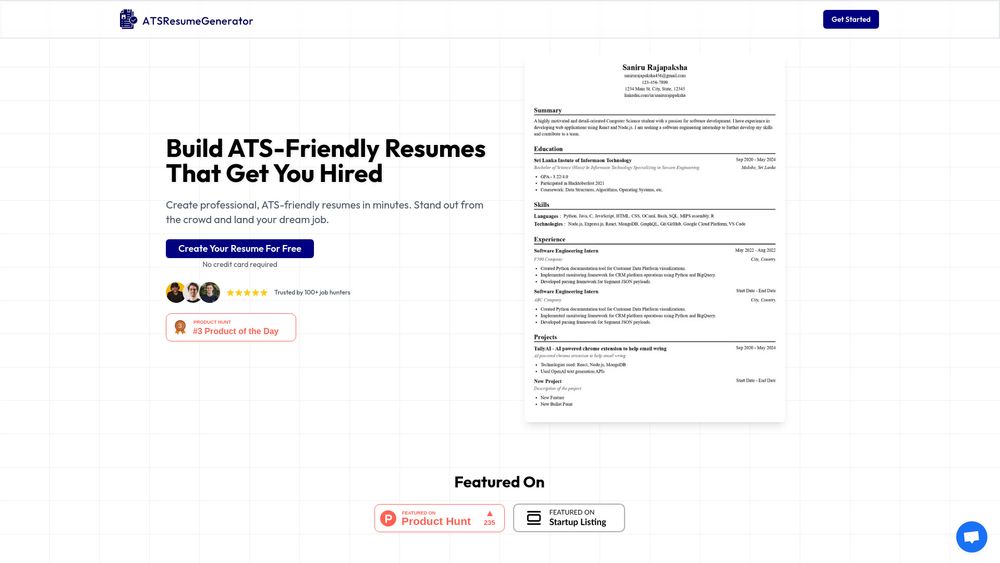 Screenshot of ATSResumeGenerator
