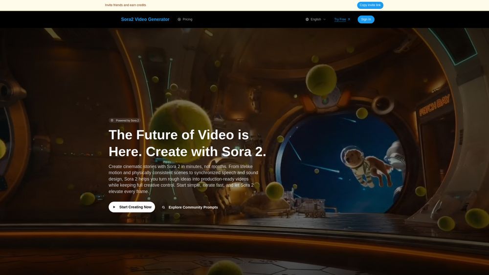 Screenshot of Sora2 Video Generator - Create Viral Character Consistent Videos
