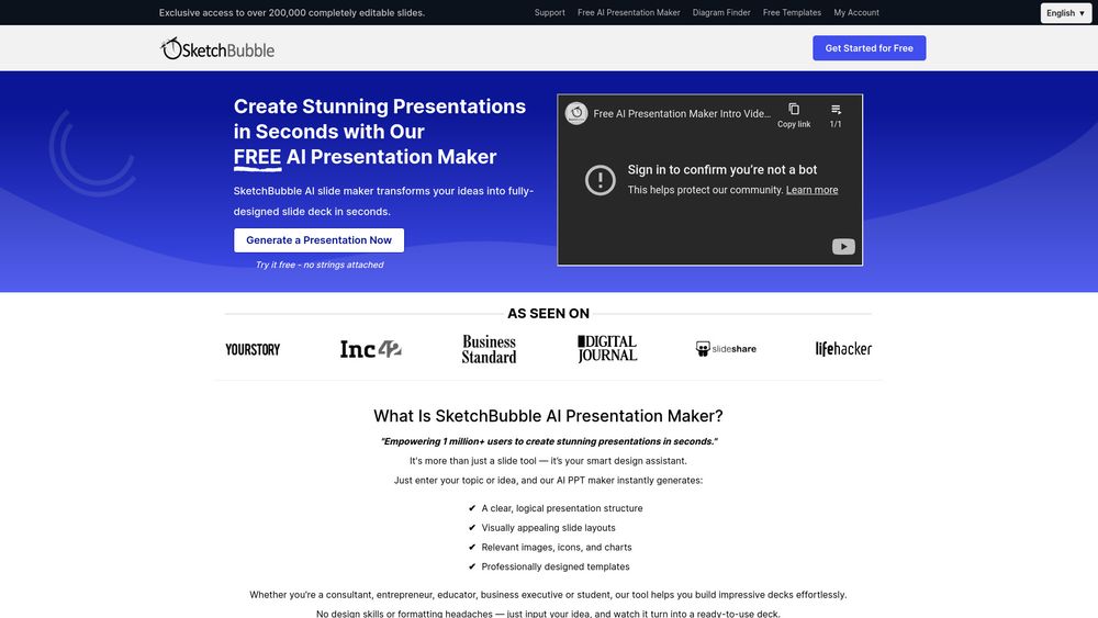 Screenshot of SketchBubble AI Presentation Maker