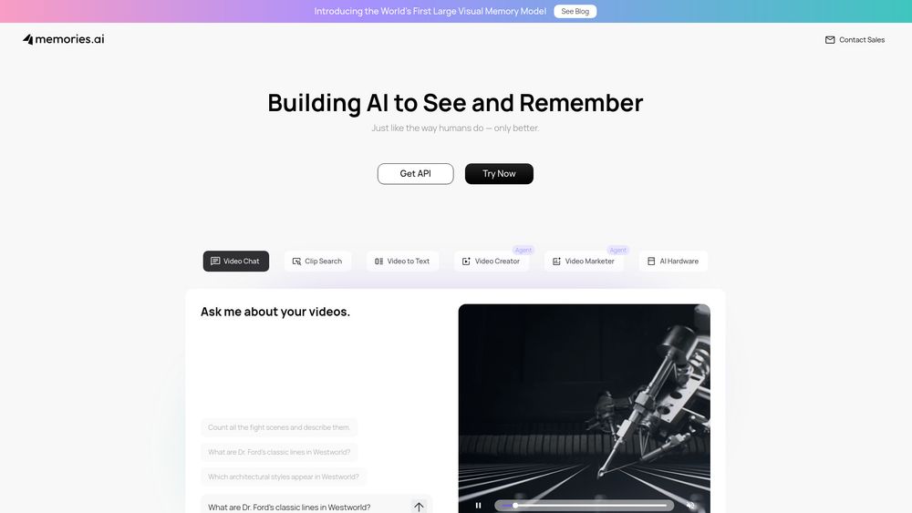 Screenshot of Memories.ai