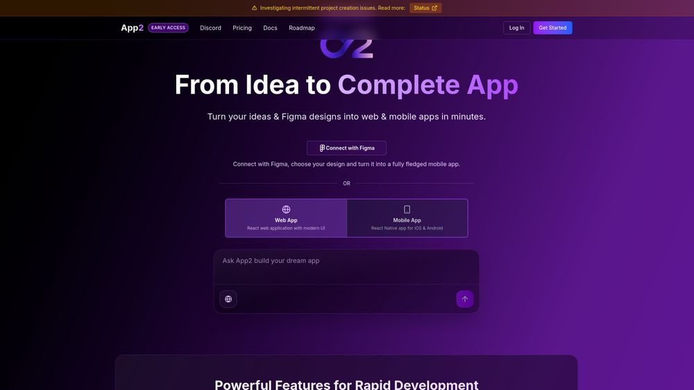 Screenshot of App2.dev