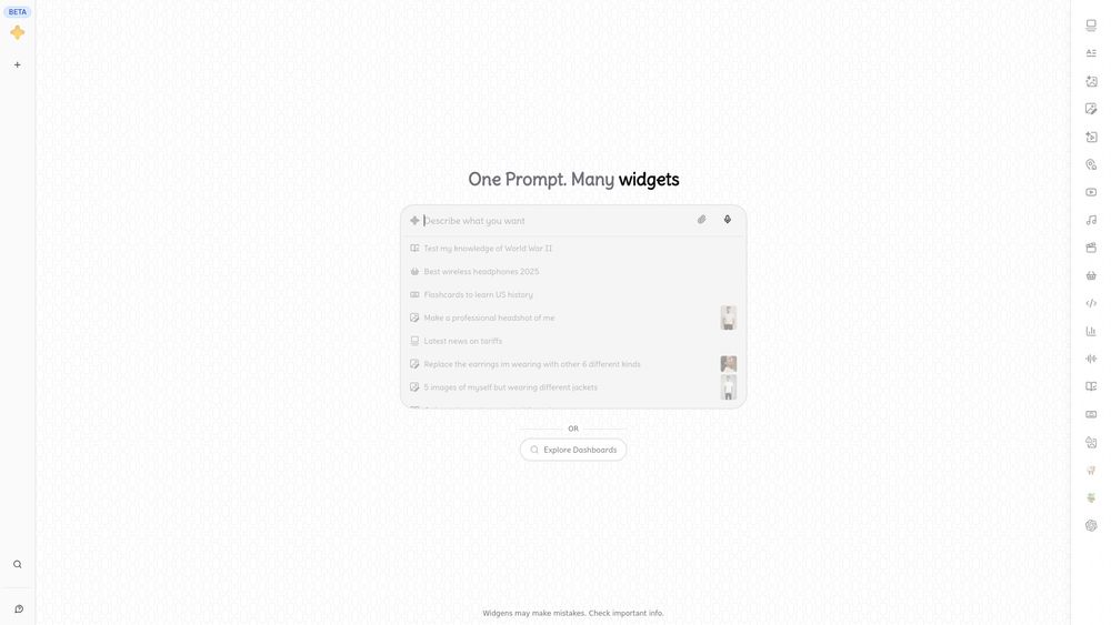 Screenshot of Widgens