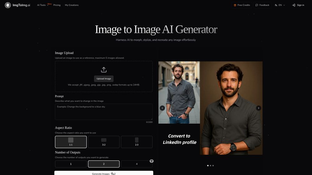 Screenshot of Image To Image AI