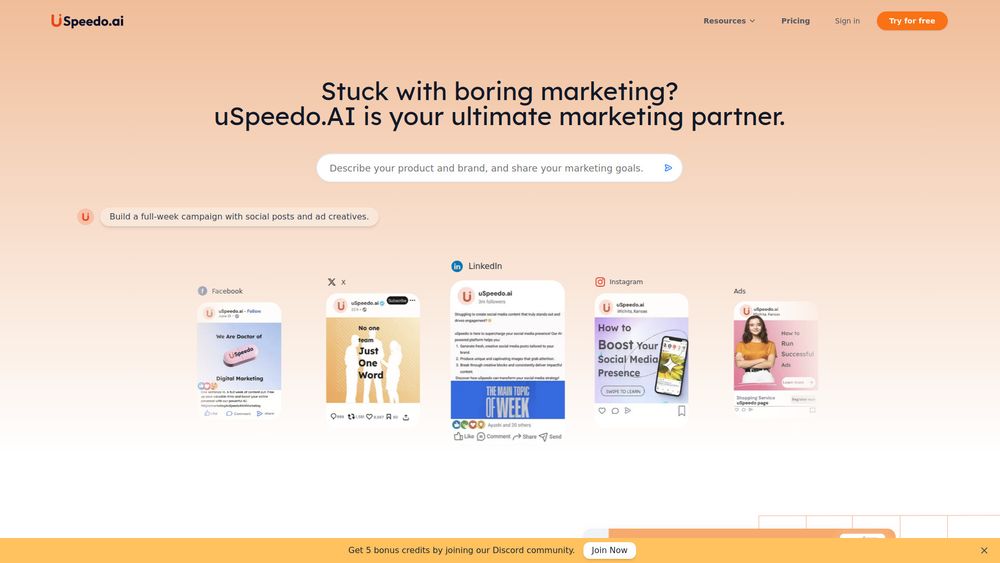 Screenshot of uSpeedo.ai Screenshot of uSpeedo.ai