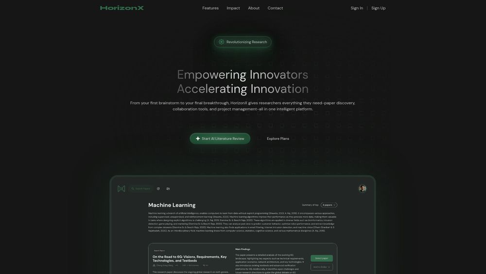 Screenshot of HorizonX