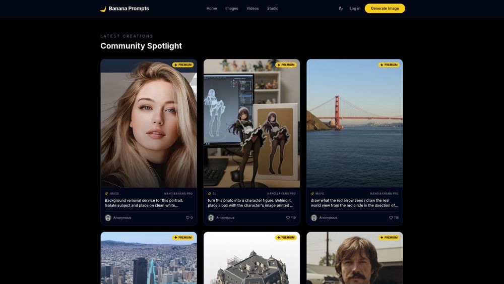 Screenshot of Banana Prompts-