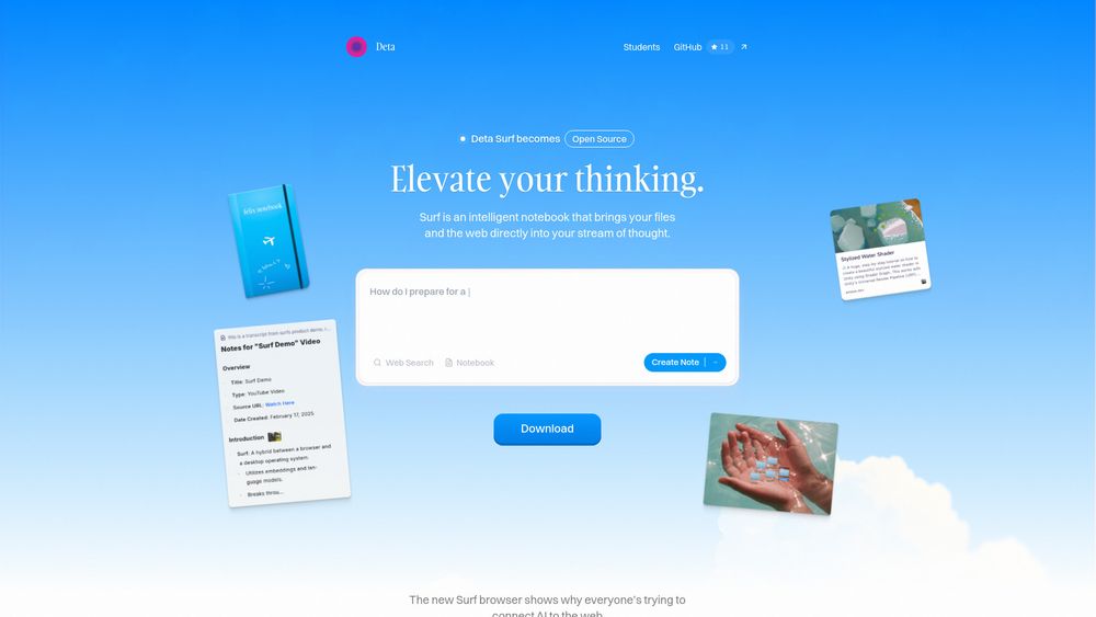 Screenshot of Deta Surf