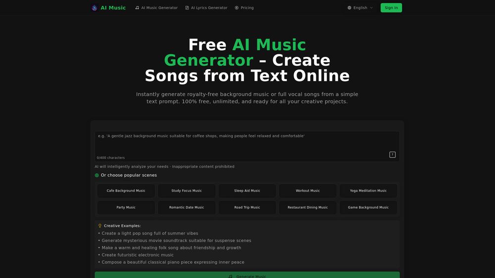 Screenshot of aisongcreator