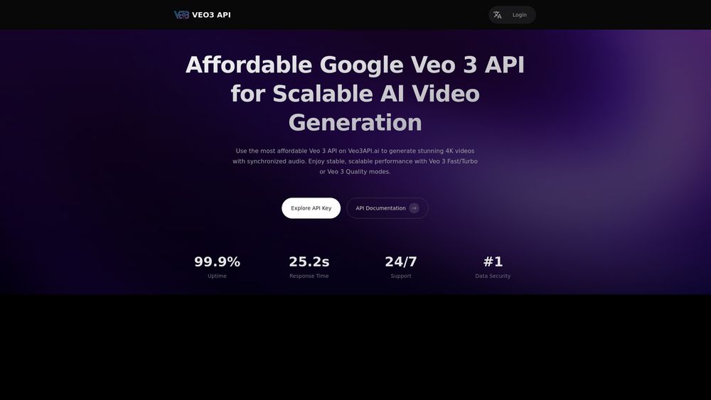 Screenshot of Veo3API.ai: Affordable Veo 3 API with Fast/Turbo & Quality Modes