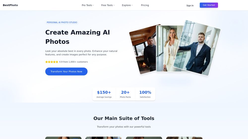 Screenshot of BestPhotoAI