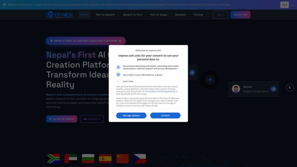 Screenshot of Nepvox AI
