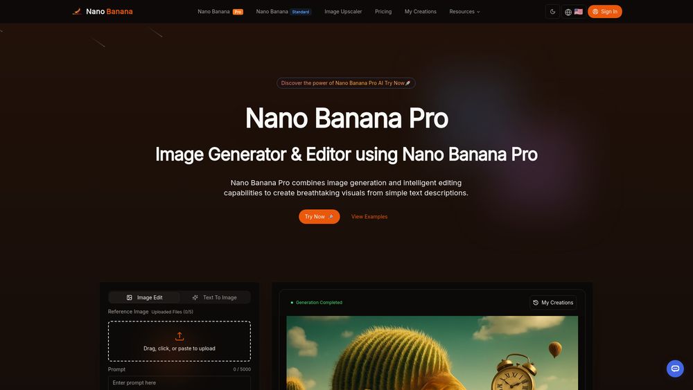 Screenshot of Nano Banana Pro | AI Image Generator & Editor | Independent Tool