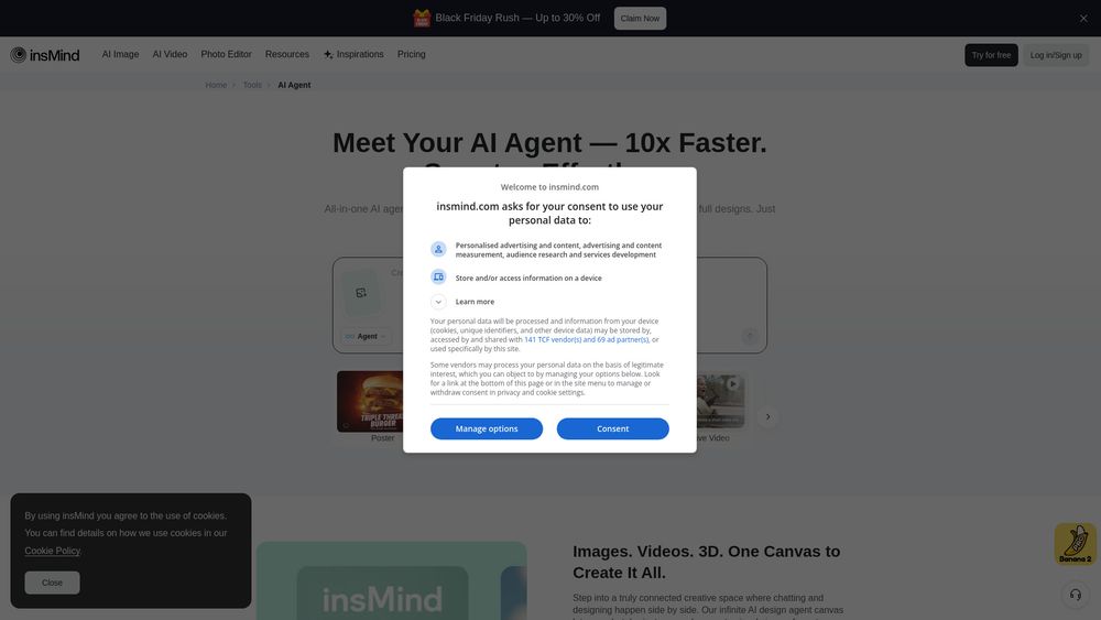 Screenshot of insMind AI Agent