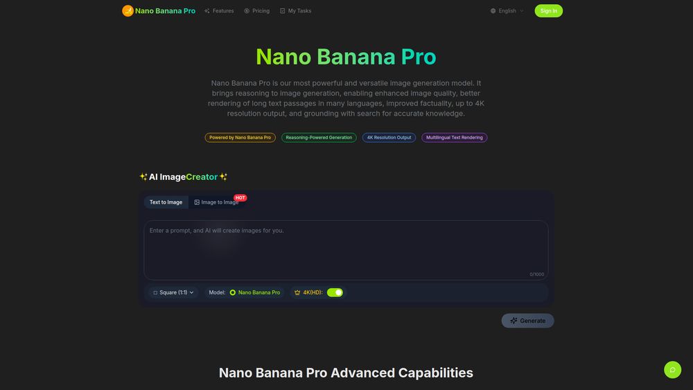 Screenshot of Nano Banana Pro: 4K AI Image Generator