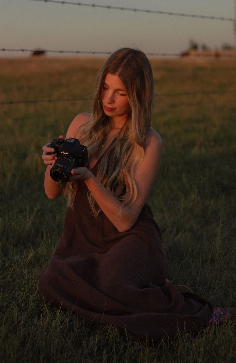 Reagan with her camera at golden hour