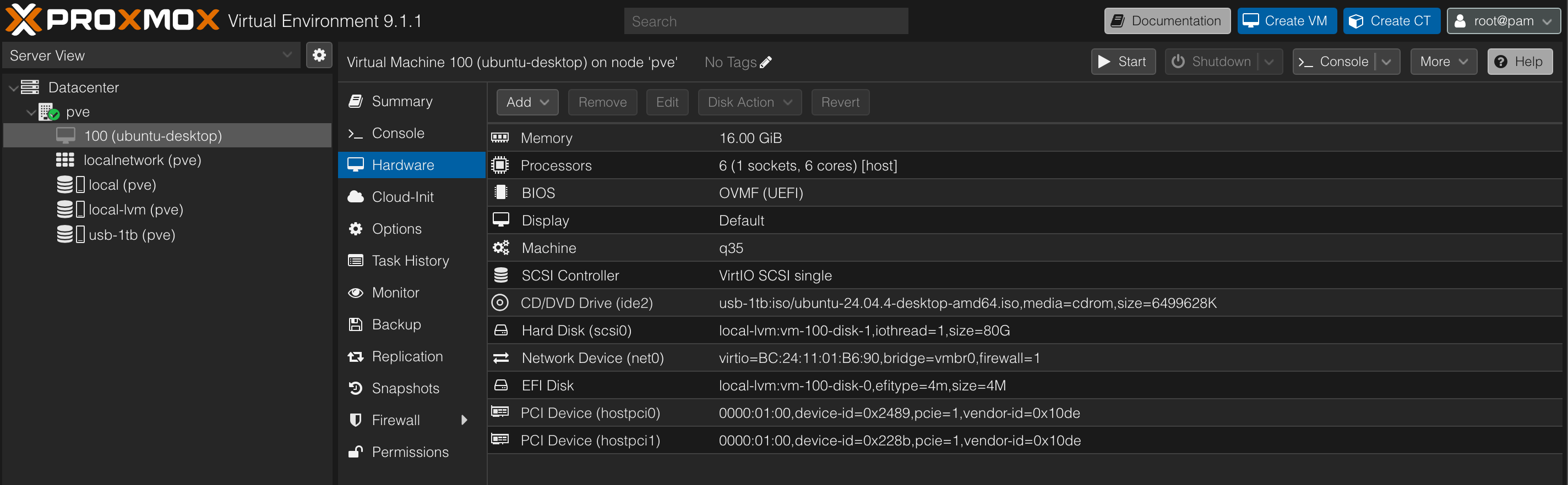 PCI デバイス追加後に起動できなくなったときの VM 設定