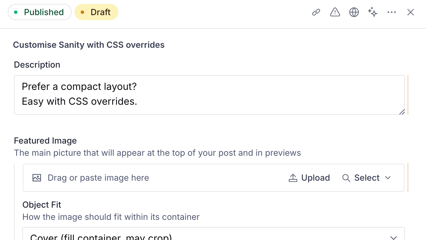 Customise Sanity with CSS overrides