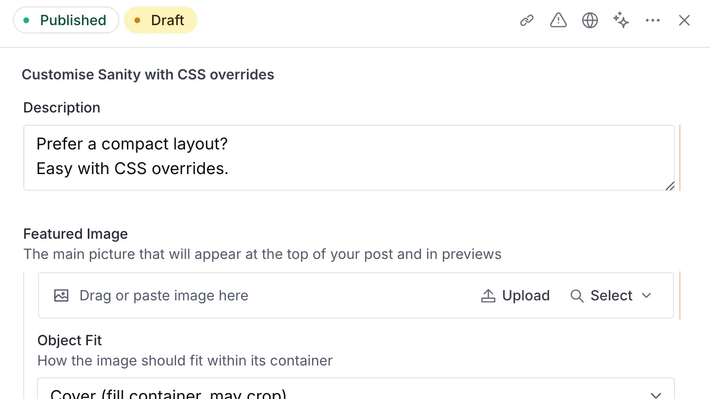 Customise Sanity with CSS overrides