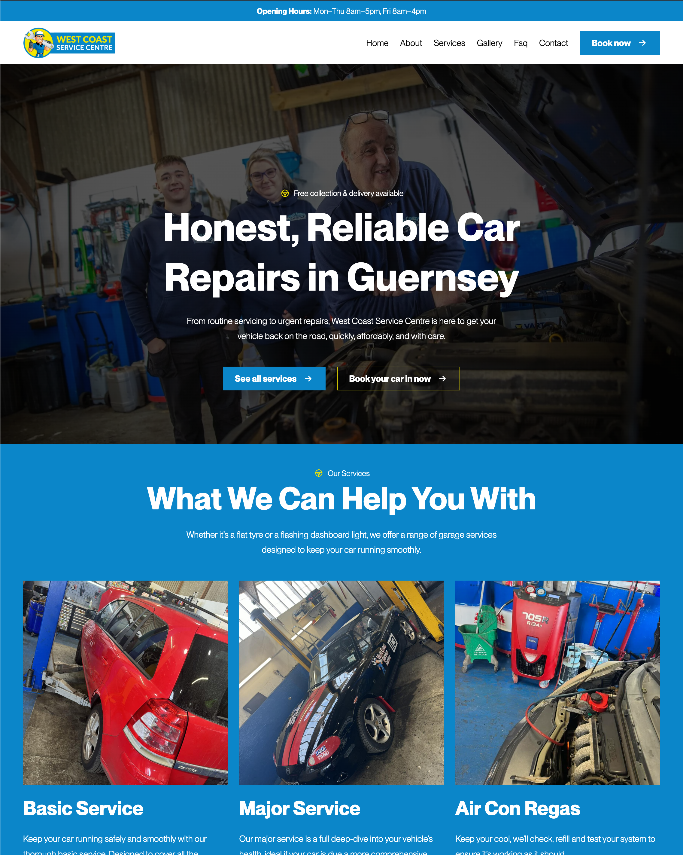 Homepage for West Coast Service Centres website